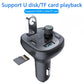 Car Bluetooth receiver with USB slots, Type-C port, and rotary control, black