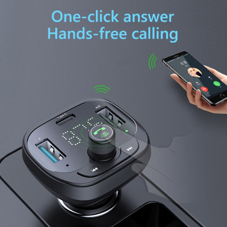 Car Bluetooth receiver with rotary call control and hands-free microphone icon