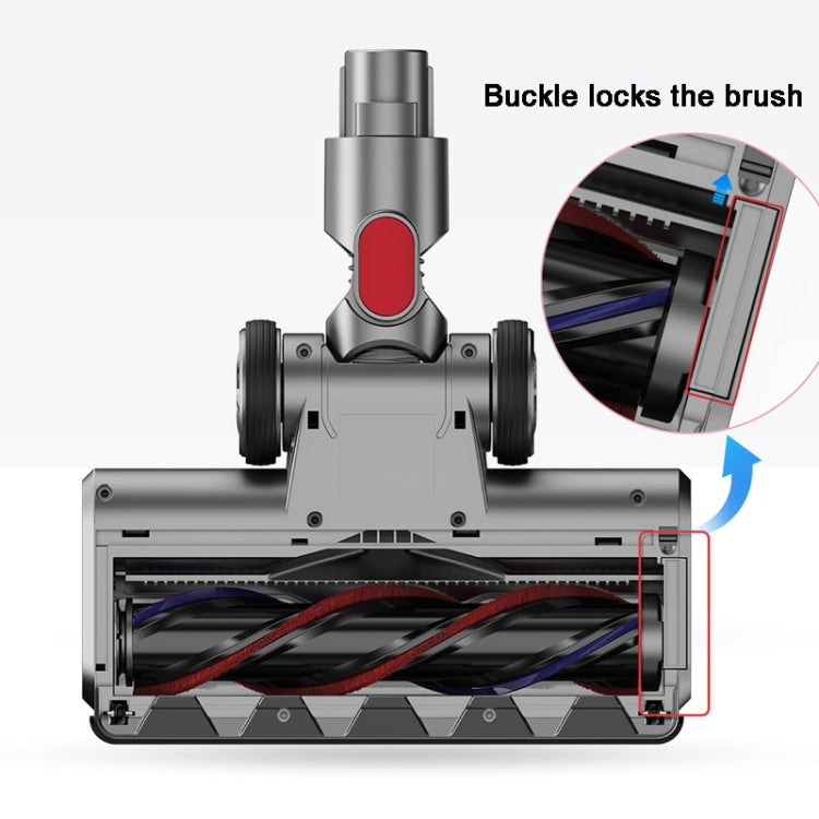 Carpet floor brush head with open roller cover and latch lock mechanism