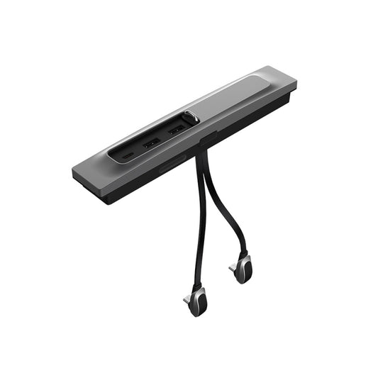 Car center console USB hub docking station with multi-port bar and two cable connectors