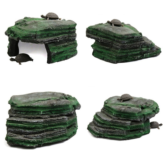 Resin turtle hideaway table with turtle on top, shown from multiple angles