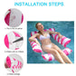 Pink/white striped 4-tube inflatable pool float hammock with air chambers