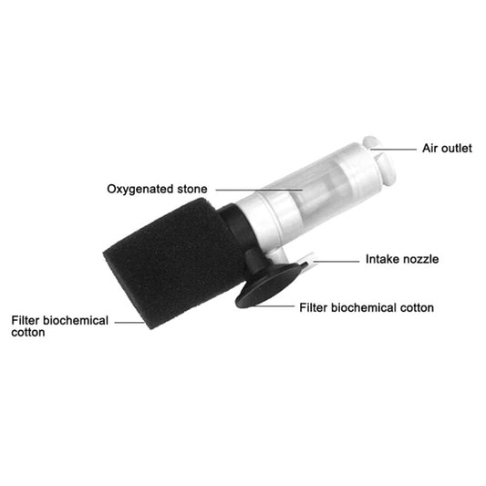 Pneumatic filter components: sponge filter, oxygenated stone, intake nozzle, air outlet