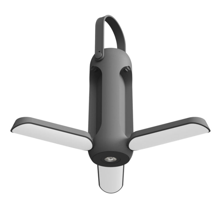 Grey hanging tent camping lamp with three outstretched light arms