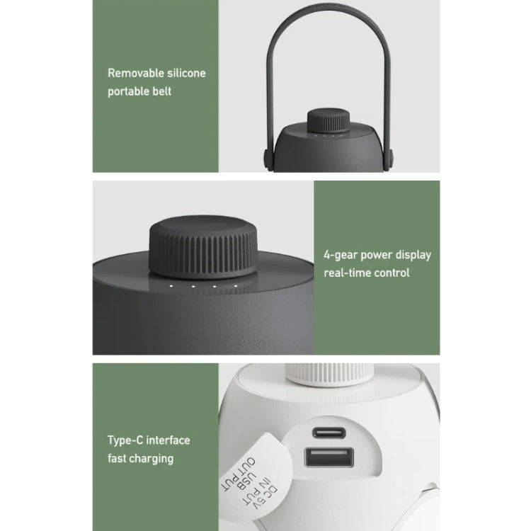 Black hanging lantern with top dial and Type-C charging port