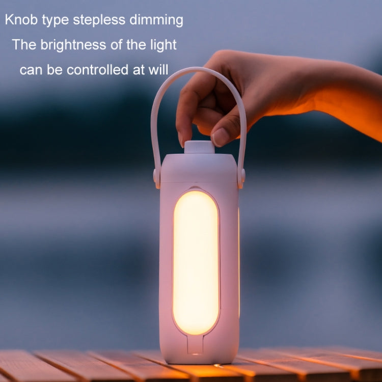 White dimmable lantern with handle and soft glowing light