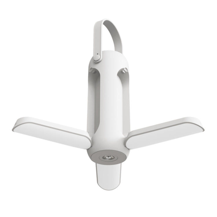 White hanging tent camping lamp with three outstretched light arms