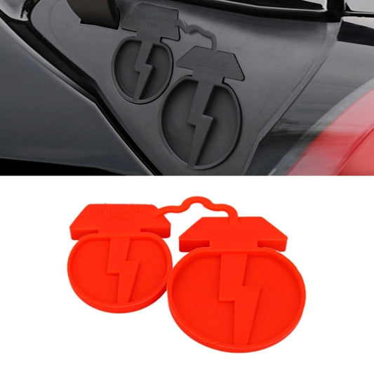 2-piece conjoined red silicone charging port dust covers set, two round caps