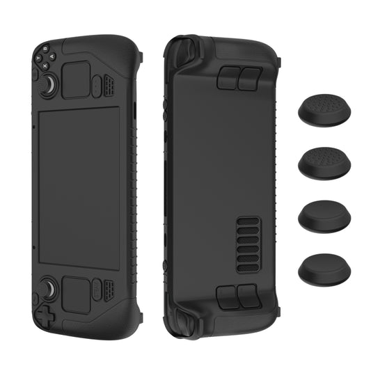 Black soft silicone controller cover with four black key caps sleeves