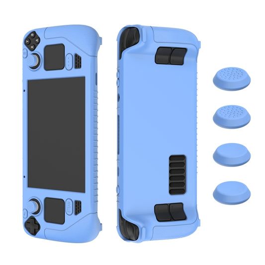 Light blue soft silicone controller cover with four blue key caps sleeves