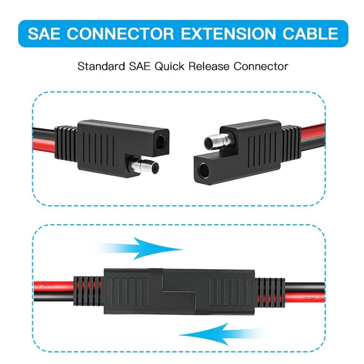 SAE quick-release extension cable with two black connector housings
