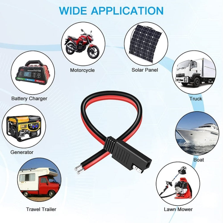 SAE battery extension cable with red/black wires for solar and vehicle power