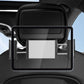 Black car back seat tablet holder with headrest-mounted rectangular cradle