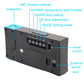 Digital weather clock rear panel with settings buttons and external power DC port