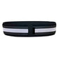Black pelvic correction belt with white and black horizontal stripe elastic band and center strap