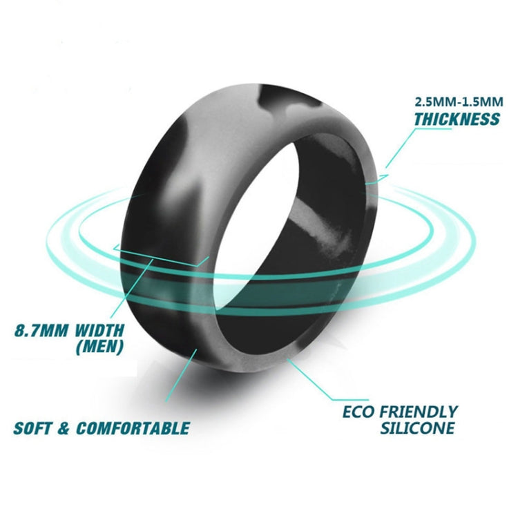 SiR013 8.7mm Curved Outdoor Sports Silicone Ring, No.7, No.8, No.9, No.10, No.11, No.12, No.13, No.14