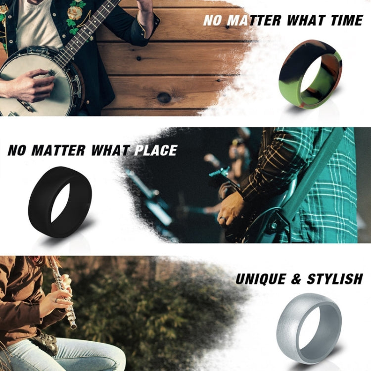SiR013 8.7mm Curved Outdoor Sports Silicone Ring, No.7, No.8, No.9, No.10, No.11, No.12, No.13, No.14