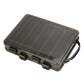 Double-sided translucent bait organizer toolbox with dark gray lid and carry handle