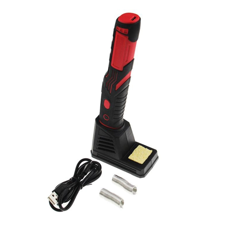 USB rechargeable soldering iron kit with charging base, cable, and replacement tips