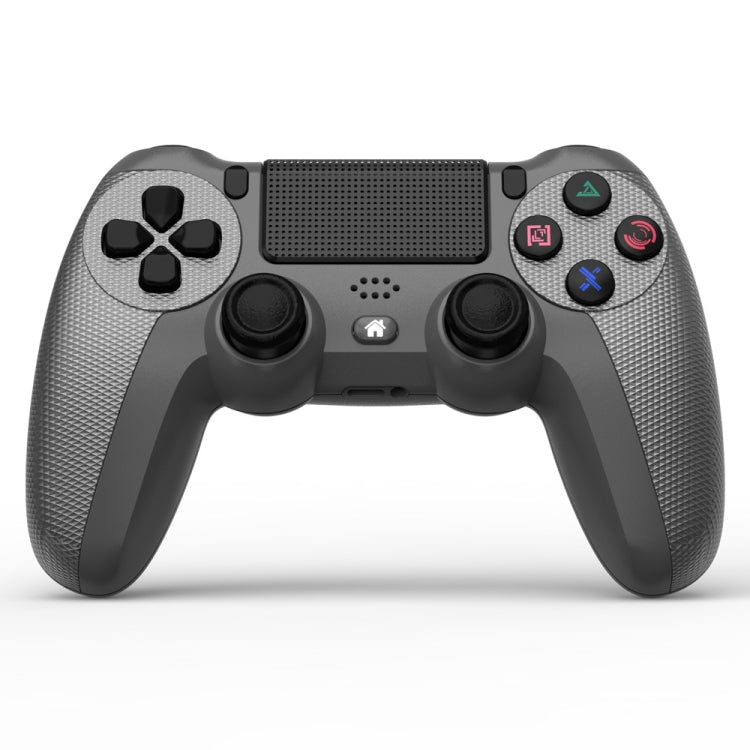 Battle gray and black PS4-style wireless game controller with light bar and D-pad buttons
