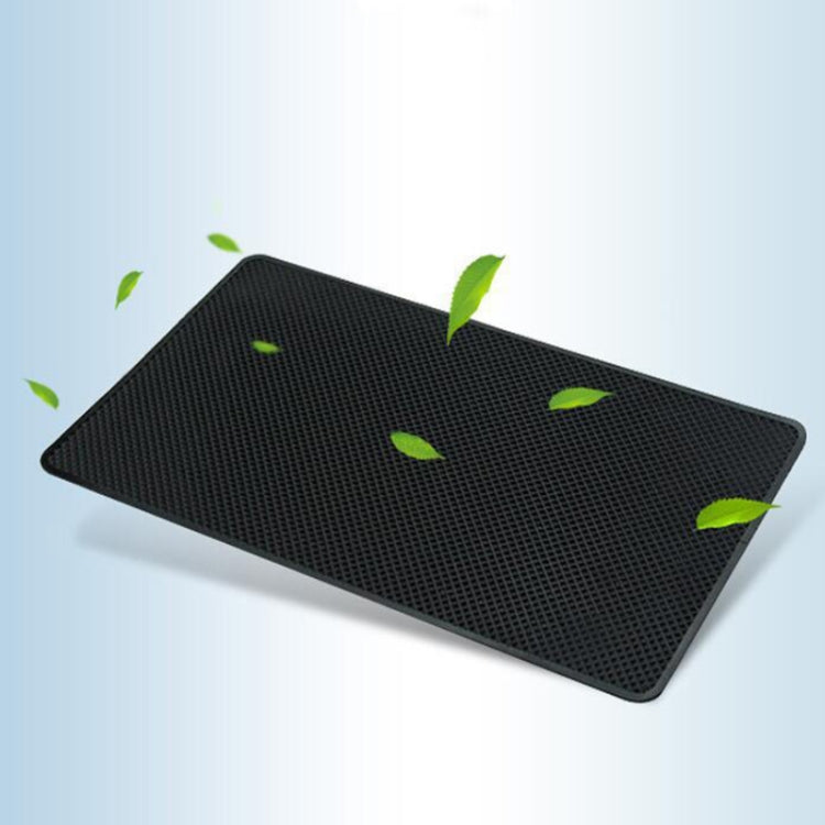 Black rectangular anti-slip car mat with raised diamond grid surface
