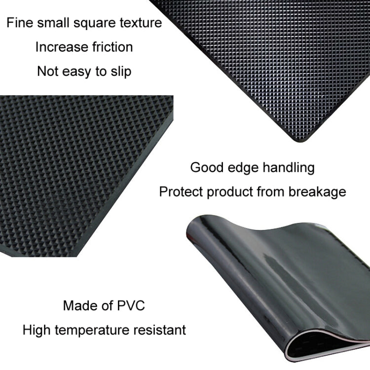 Folded corner of textured anti-slip car mat with diamond pattern