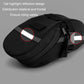 Black saddle tool bag with reflective tail highlight and secure front strap