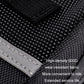 Close-up of black high-density fabric tool bag with gray stitched trim