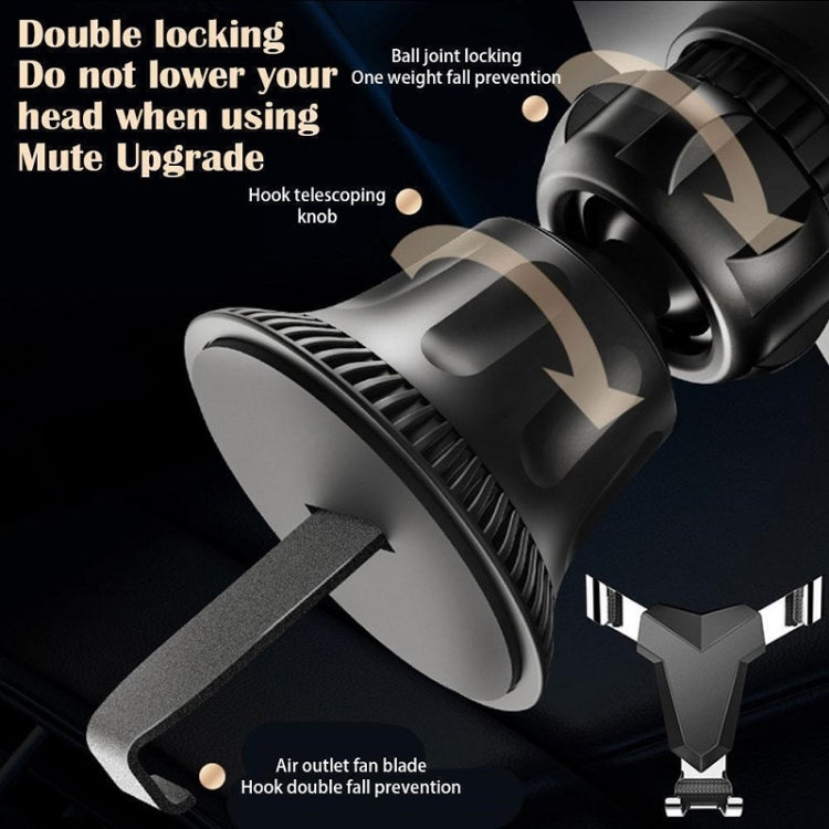Car air vent phone holder with double-lock clamp and adjustable telescoping knob