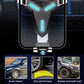 Car air vent phone holder holding a phone with glowing arrow accents on mount