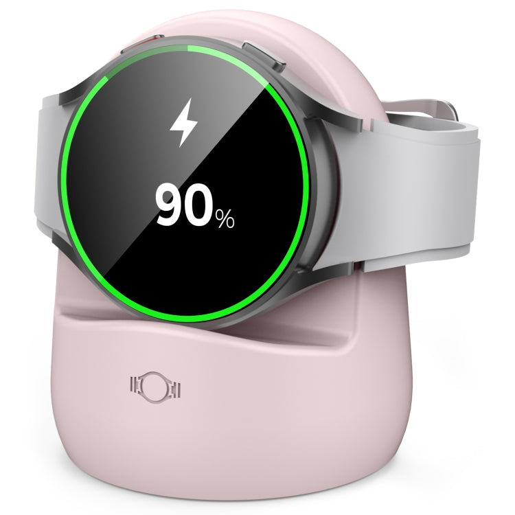 Pink silicone charging stand with watch cradle and charging clip