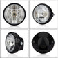 7-inch motorcycle LED headlight set: front, side, and rear black housing with clear lens