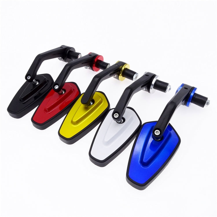 Motorcycle rearview mirror set with multicolor housings and black mounting bases