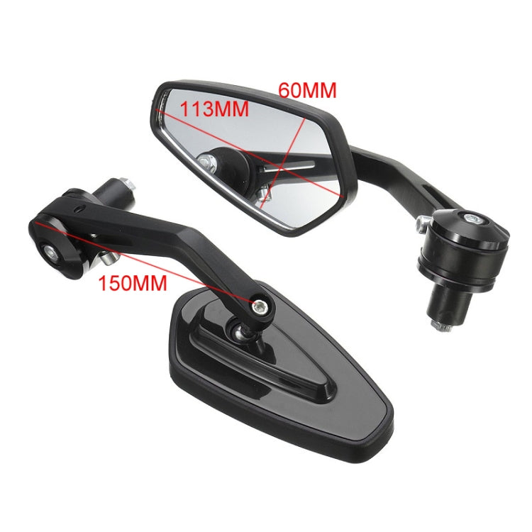 Black motorcycle rearview mirror pair with teardrop mirrors and mounting stems