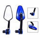 Blue motorcycle rearview mirror pair with teardrop mirrors and black stems