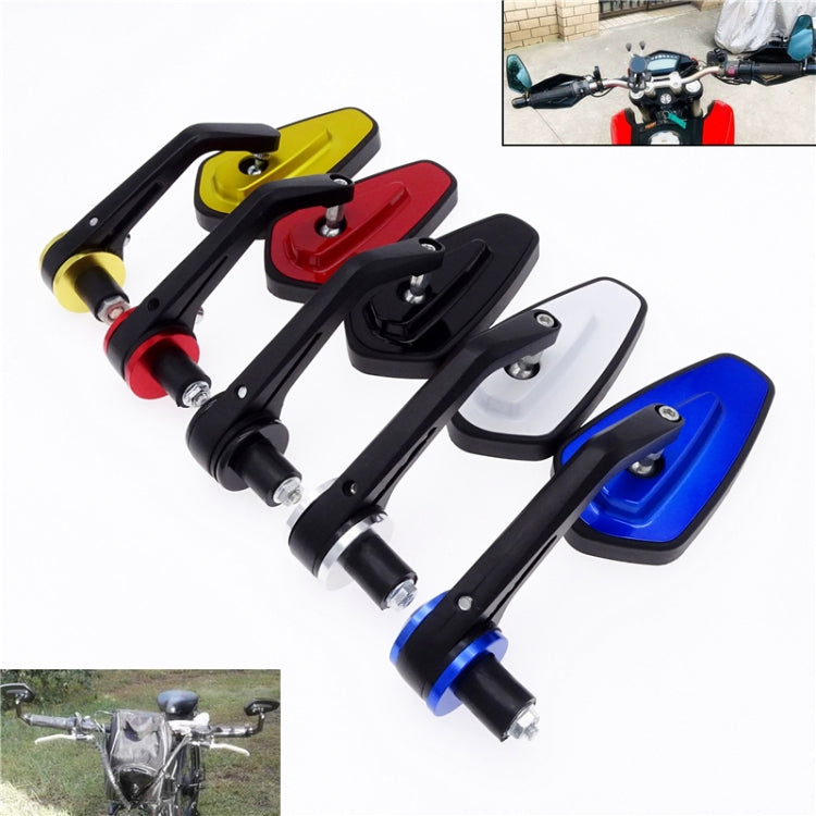 Motorcycle rearview mirror set with yellow, red, blue, and black housings