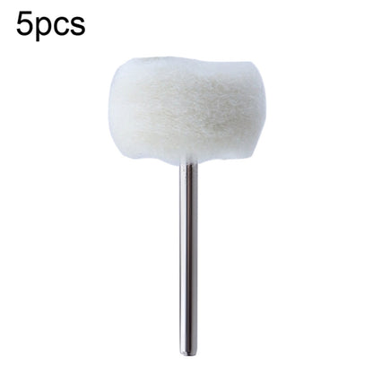 Cashmere polishing wheel pack of 5, white wool ball on metal rod