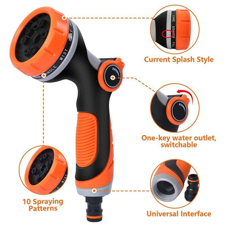 Orange and black garden watering sprinkler with round spray head and one-key control dial