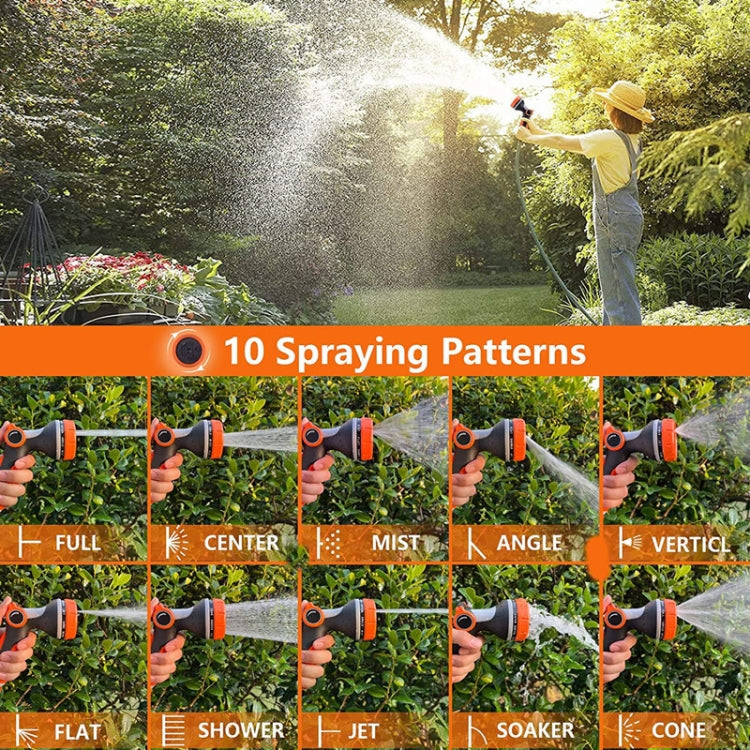 Orange and black garden watering sprinkler with mist spray pattern view