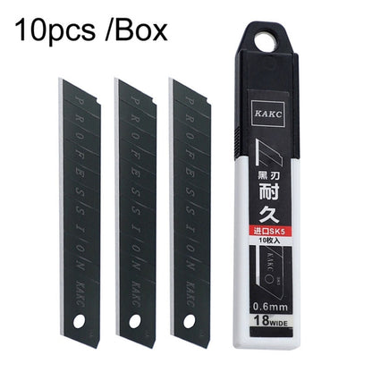 18mm wall cutter blade pack with 10-piece box, black SK5 blades