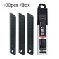 18mm wall cutter blade pack with 100-piece box, black SK5 blades