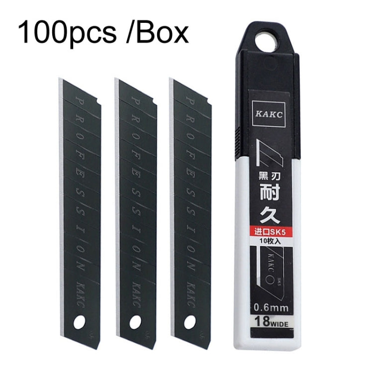 18mm wall cutter blade pack with 100-piece box, black SK5 blades