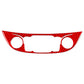 Carbon-fiber style center console button panel sticker, red with 2 round cutouts