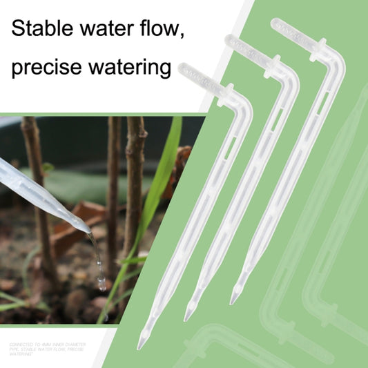 Four transparent curved drip irrigation arrows with pointed nozzles, for micro-sprays