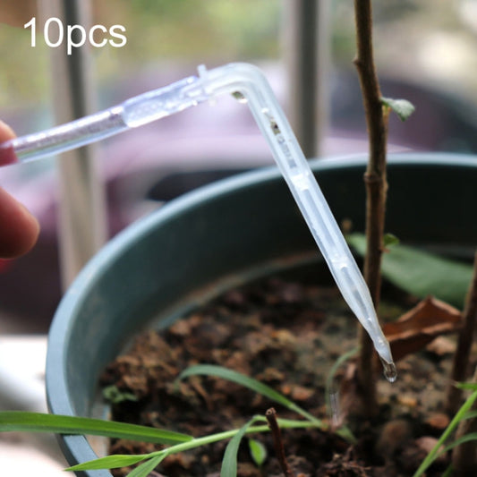 Transparent curved drip irrigation arrow with pointed outlet tip, set of 10