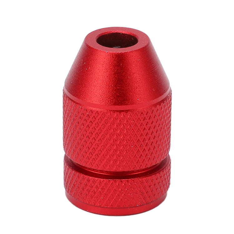 Red adjustable bit stop collar with textured grip and central hole