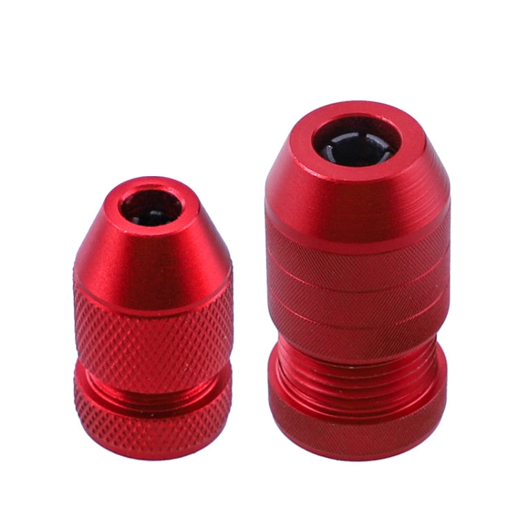 Set of two red adjustable bit stop collars in different sizes
