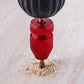Adjustable red bit stop locator tool with drill bit set at the depth stop