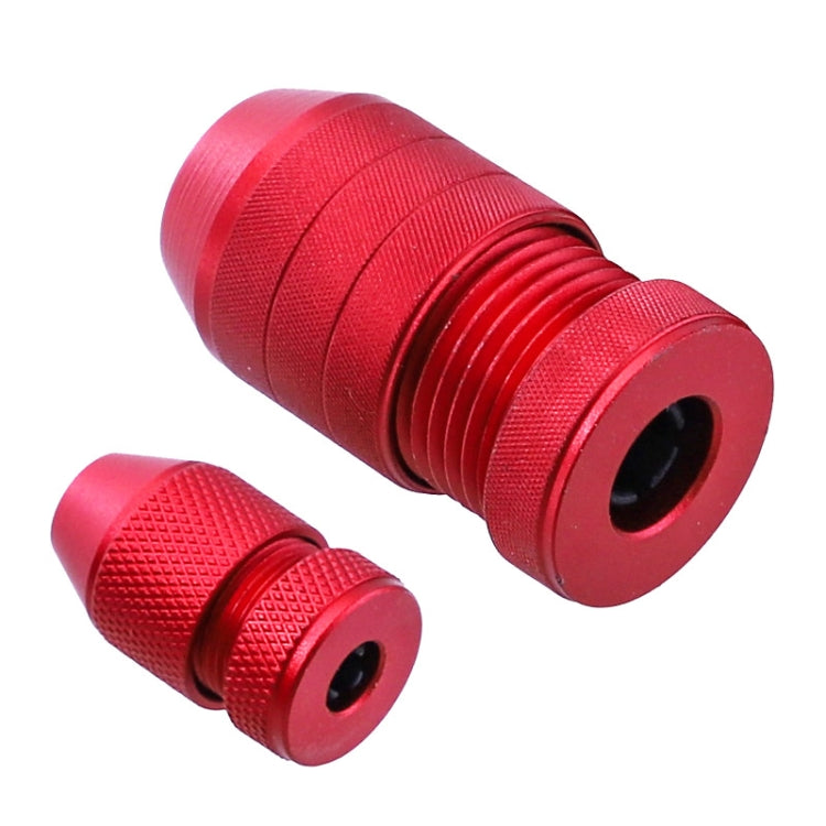 Red bit stop collar pair showing threaded ends and front insert opening