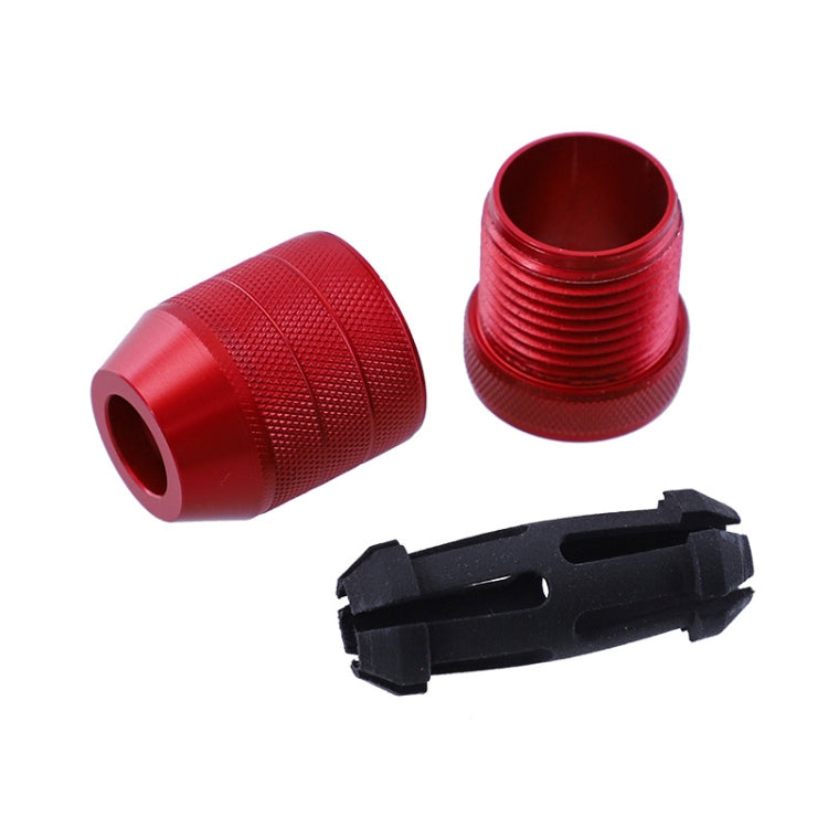 Red bit stop collar pieces with black retaining clip and circular openings